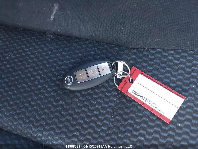 2017 Nissan Versa Note S/S Plus/Sv/Sl/Sr VIN: 3N1CE2CP3HL381542 Lot: 11988329