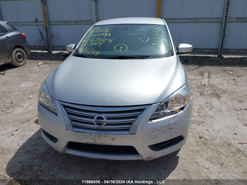 2015 Nissan Sentra S/Sv/Sr/Sl VIN: 3N1AB7AP4FL671124 Lot: 11988456