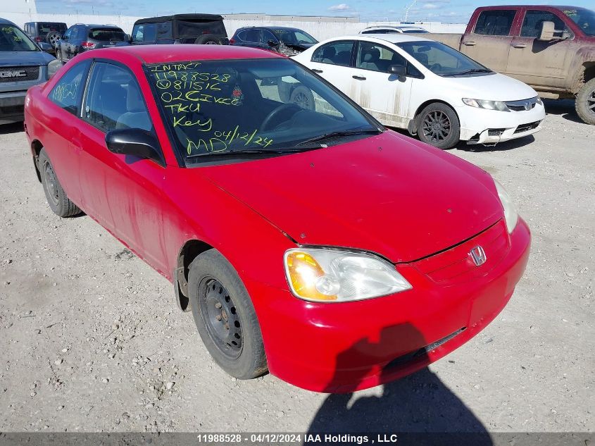 2002 Honda Civic Lx VIN: 1HGEM21582L811516 Lot: 78734933