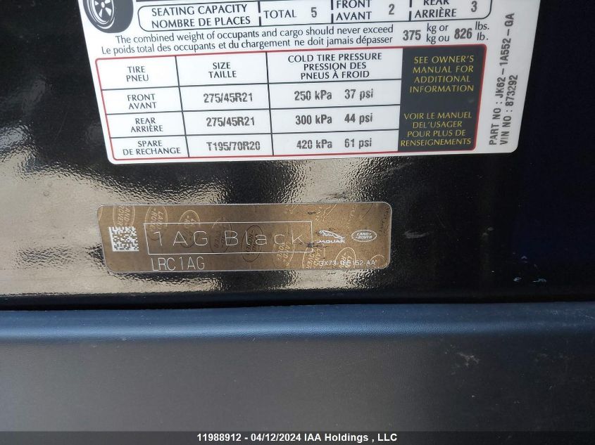 2019 Land Rover Range Rover Sport VIN: SALWR2RKXKA873292 Lot: 11988912