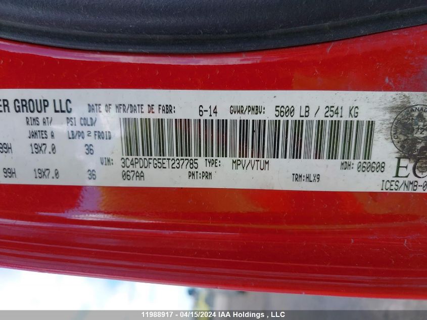 2014 Dodge Journey R/T VIN: 3C4PDDFG5ET237785 Lot: 11988917