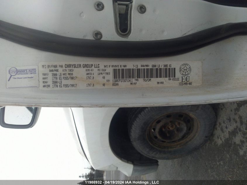 2013 Ram 1500 St VIN: 1C6RR7FG7DS713411 Lot: 11988932