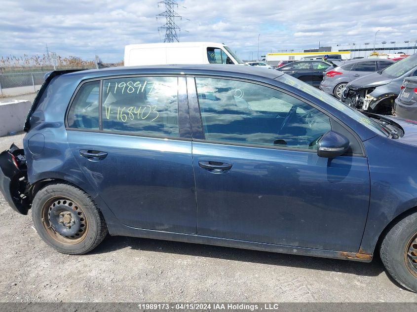 2010 Volkswagen Golf VIN: WVWDA7AJ8AW168403 Lot: 11989173