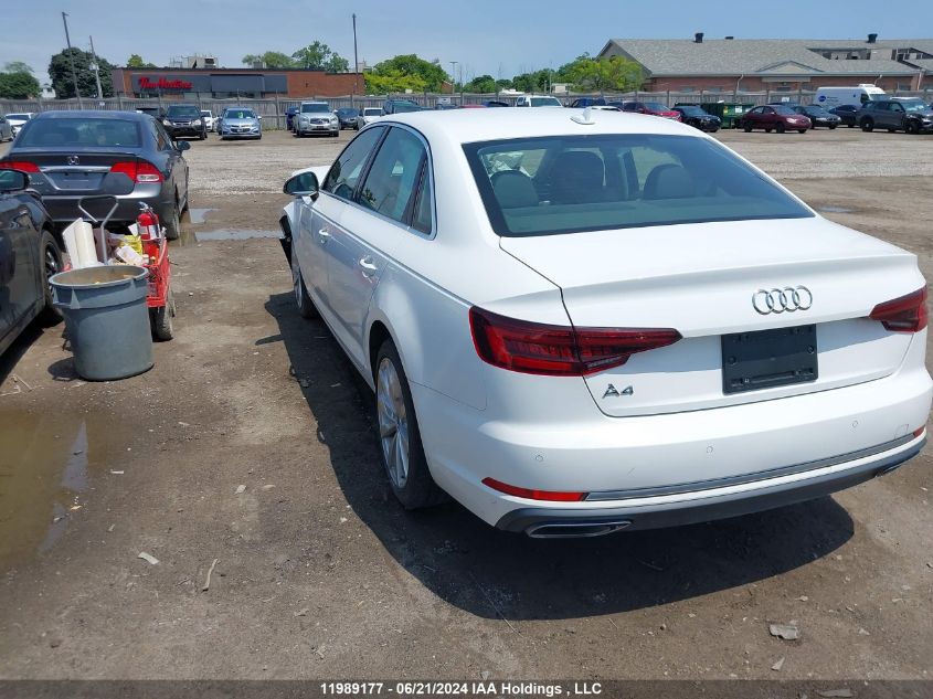 2019 Audi A4 VIN: WAUGMAF43KA120856 Lot: 11989177