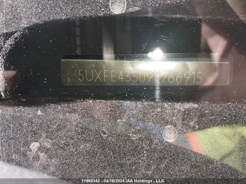 2009 BMW X5 VIN: 5UXFE43509L266915 Lot: 11989342