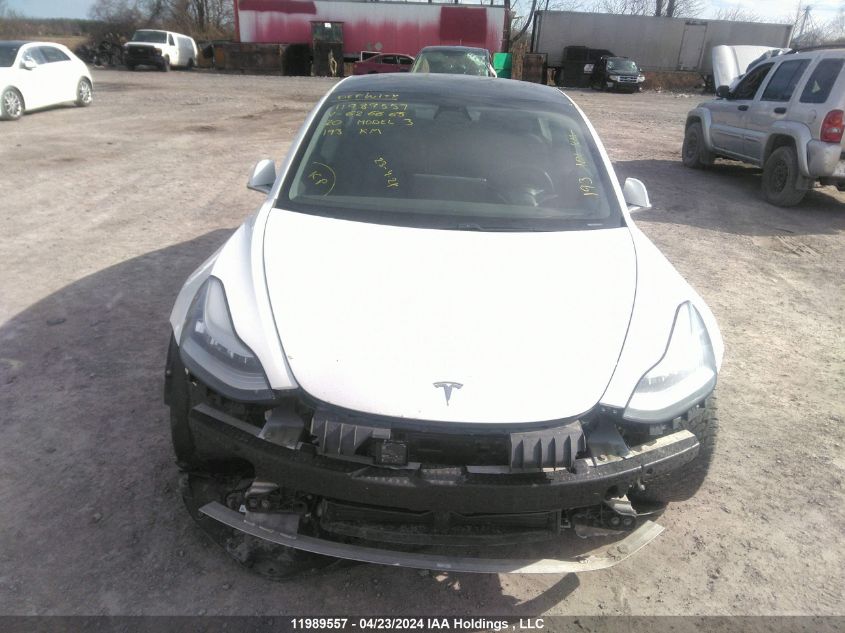 2020 Tesla Model 3 VIN: 5YJ3E1EB7LF626665 Lot: 11989557