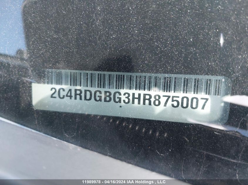2017 Dodge Grand Caravan VIN: 2C4RDGBG3HR875007 Lot: 11989978