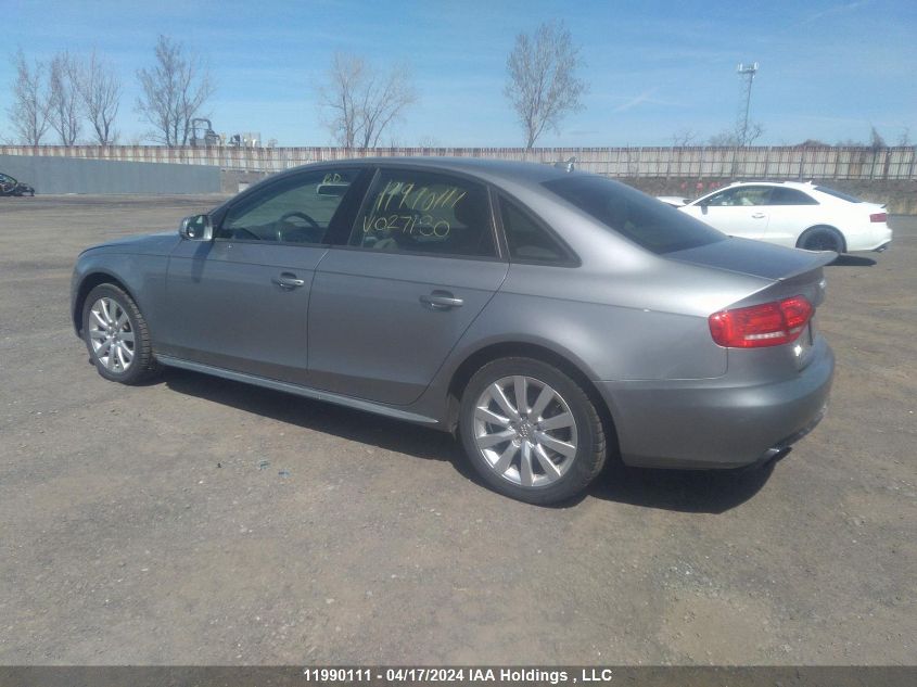 2011 Audi A4 Premium VIN: WAUBFCFL7BN027130 Lot: 11990111