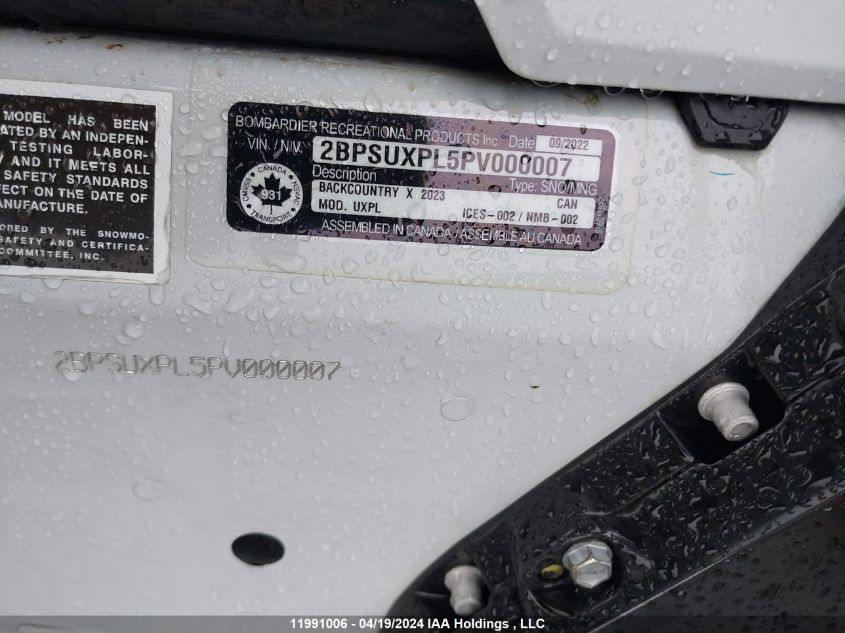 2023 Skidoo Skidoo. VIN: 2BPSUXPL5PV000007 Lot: 39259018