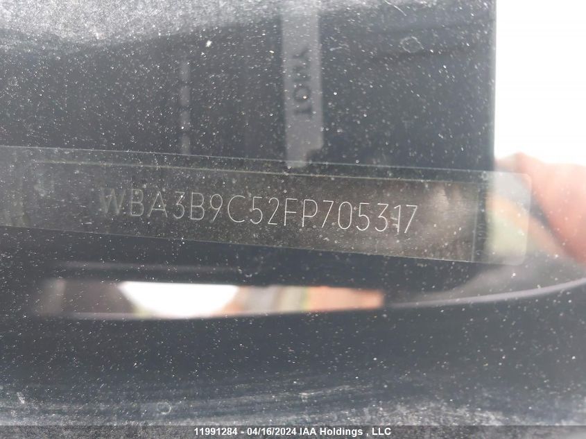 2015 BMW 3 Series VIN: WBA3B9C52FP705317 Lot: 11991284