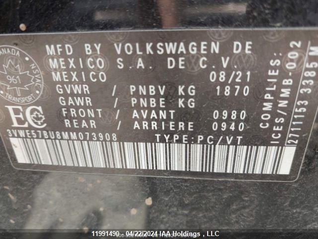 2021 Volkswagen Jetta VIN: 3VWE57BU8MM073908 Lot: 11991490