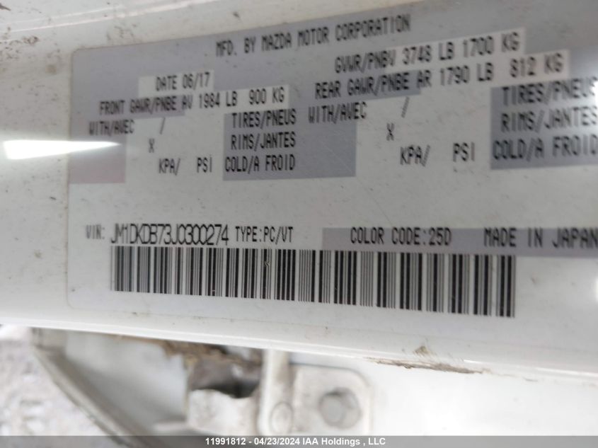 2018 Mazda Cx-3 VIN: JM1DKDB73J0300274 Lot: 11991812