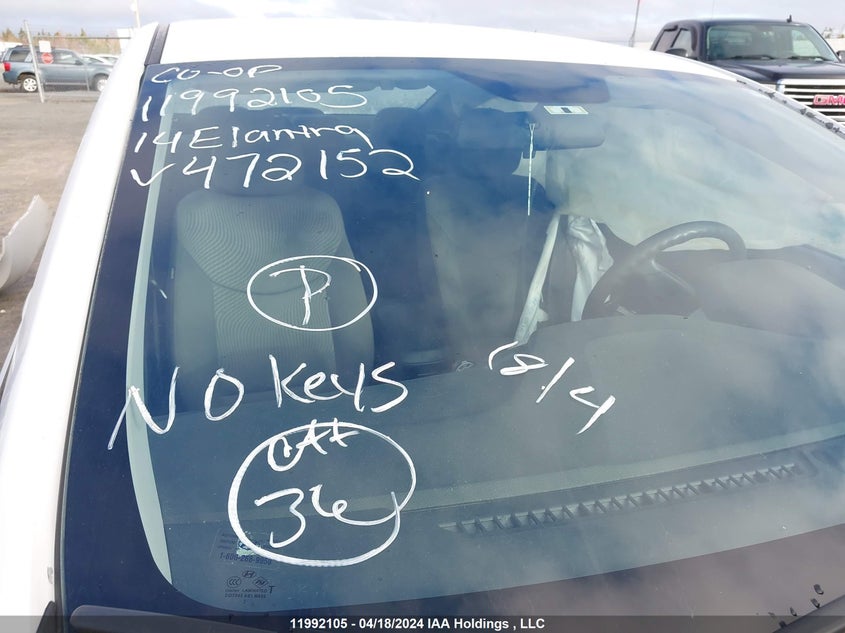 2014 Hyundai Elantra Gl VIN: 5NPDH4AE5EH472152 Lot: 11992105