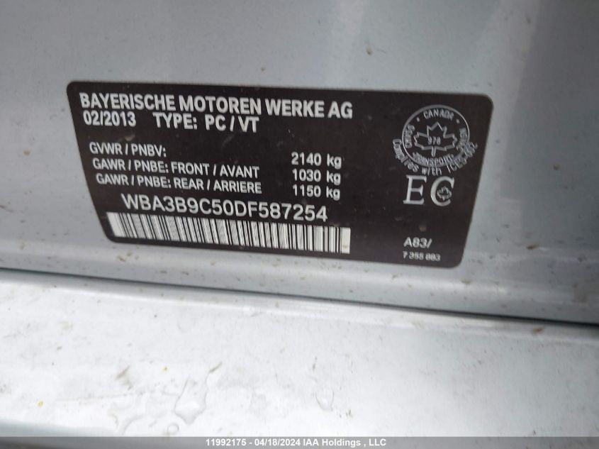 2013 BMW 335 Xi VIN: WBA3B9C50DF587254 Lot: 11992175