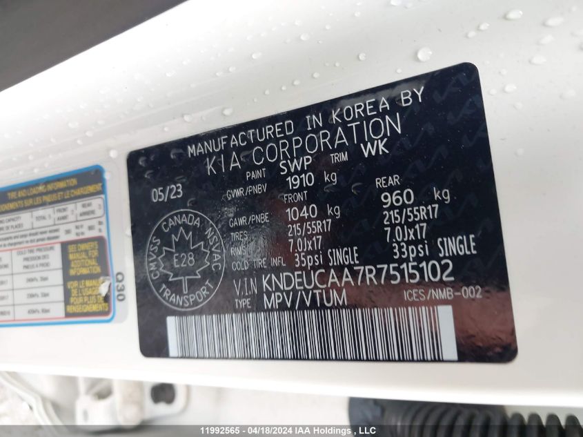 2024 Kia Seltos VIN: KNDEUCAA7R7515102 Lot: 11992565