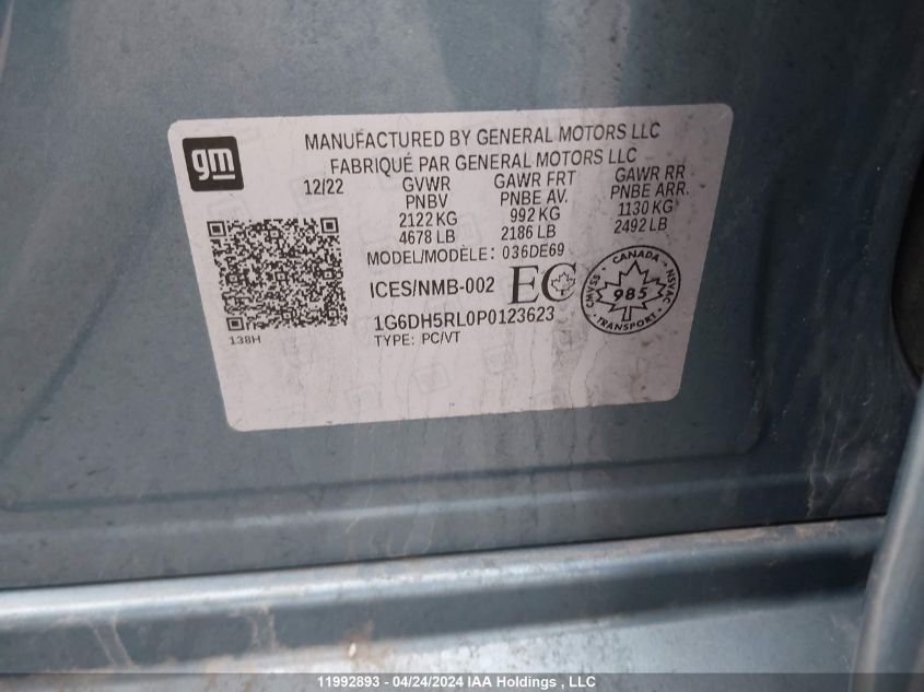 2023 Cadillac Ct4 VIN: 1G6DH5RL0P0123623 Lot: 11992893