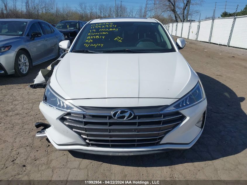 2019 Hyundai Elantra Sel/Value/Limited VIN: KMHD84LF5KU839814 Lot: 11992954