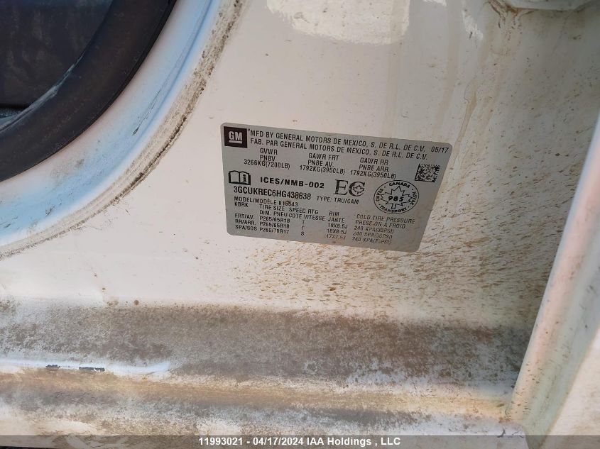 2017 Chevrolet Silverado K1500 Lt VIN: 3GCUKREC6HG438838 Lot: 11993021