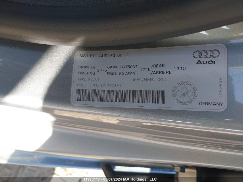 2013 Audi A7 VIN: WAU3GCFC1DN013356 Lot: 11993117