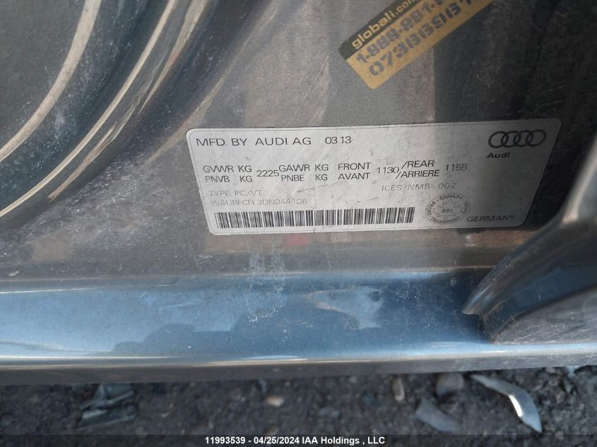 2013 Audi A4 Premium VIN: WAUBFCFL3DN044106 Lot: 11993539