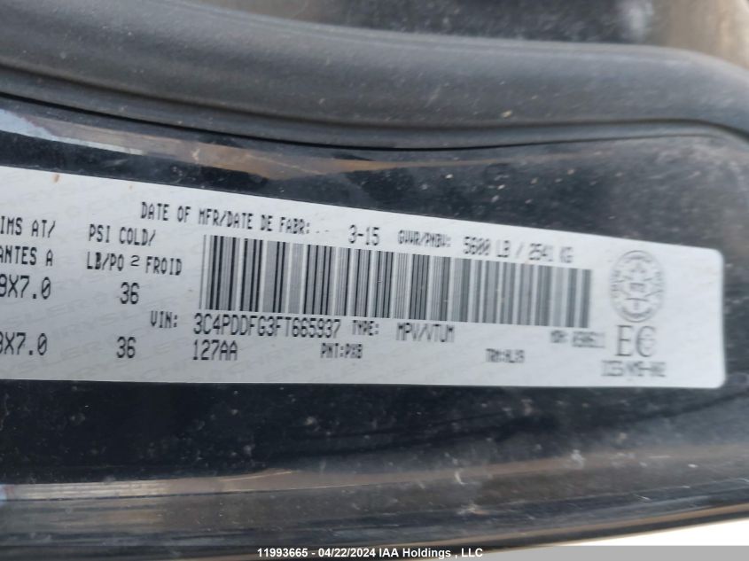 2015 Dodge Journey R/T VIN: 3C4PDDFG3FT665937 Lot: 11993665