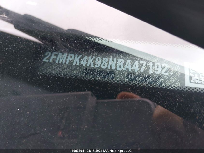 2022 Ford Edge Titanium VIN: 2FMPK4K98NBA47192 Lot: 39240803