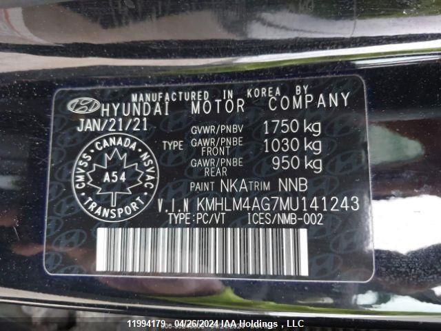 2021 Hyundai Elantra Sel VIN: KMHLM4AG7MU141243 Lot: 11994179