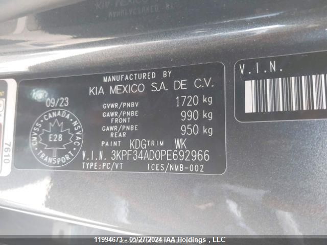 2023 Kia Forte VIN: 3KPF34AD0PE692966 Lot: 11994673