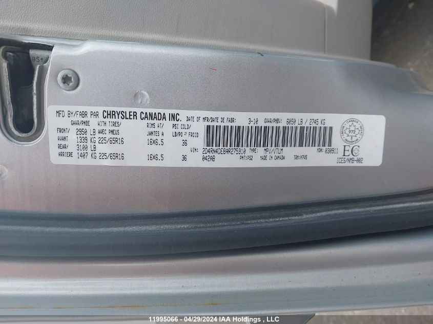 2010 Dodge Grand Caravan VIN: 2D4RN4DE8AR275910 Lot: 11995066