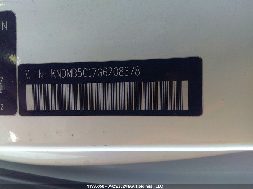 2016 Kia Sedona Lx VIN: KNDMB5C17G6208378 Lot: 11995350