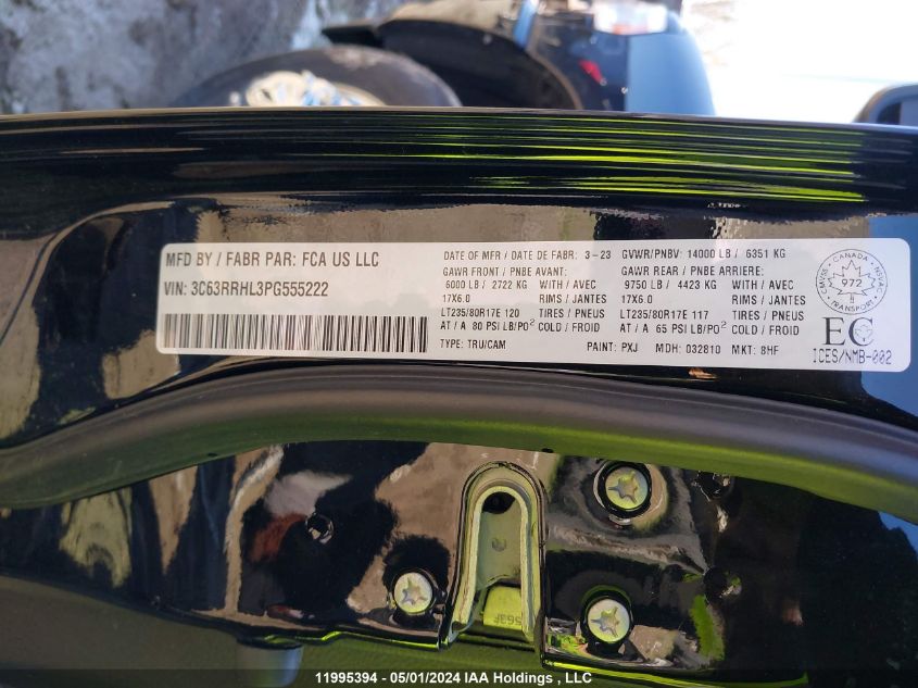 2023 Ram 3500 Big Horn VIN: 3C63RRHL3PG555222 Lot: 11995394