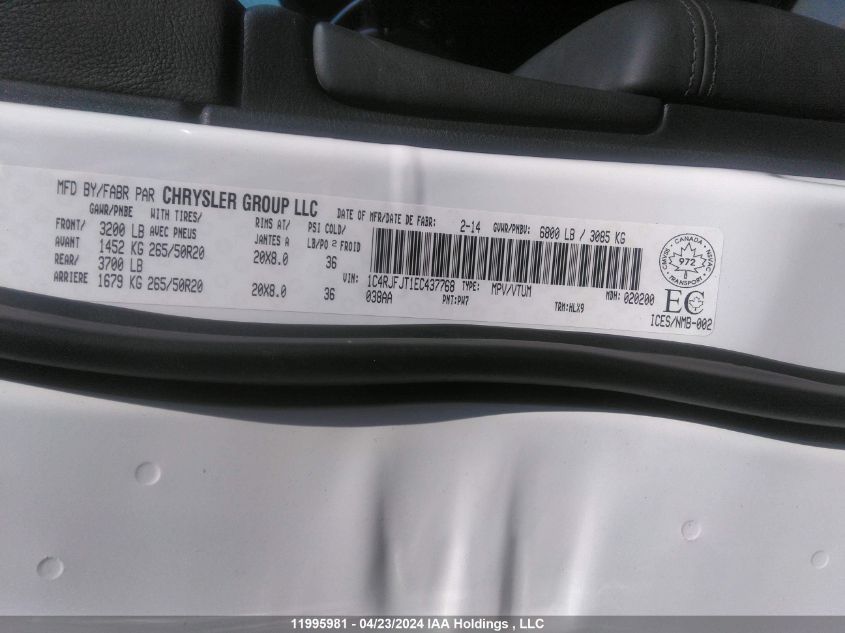 2014 Jeep Grand Cherokee Summit VIN: 1C4RJFJT1EC437768 Lot: 11995981