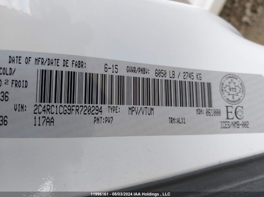 2015 Chrysler Town & Country Touring-L VIN: 2C4RC1CG9FR720294 Lot: 11996161