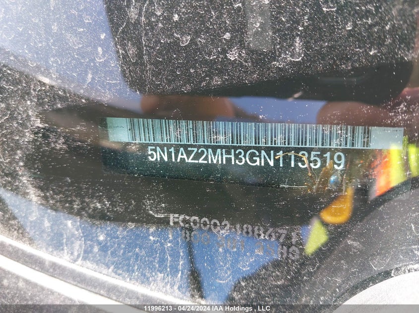 2016 Nissan Murano VIN: 5N1AZ2MH3GN113519 Lot: 11996213