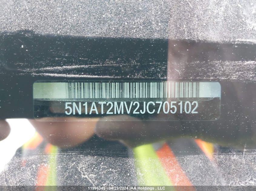 2018 Nissan Rogue VIN: 5N1AT2MV2JC705102 Lot: 11996345