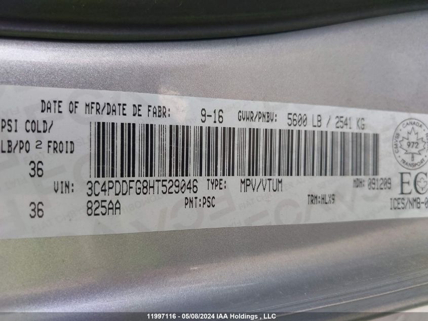 2017 Dodge Journey Gt VIN: 3C4PDDFG8HT529046 Lot: 11997116