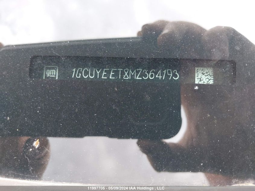 2021 Chevrolet Silverado 1500 VIN: 1GCUYEET8MZ364193 Lot: 11997705