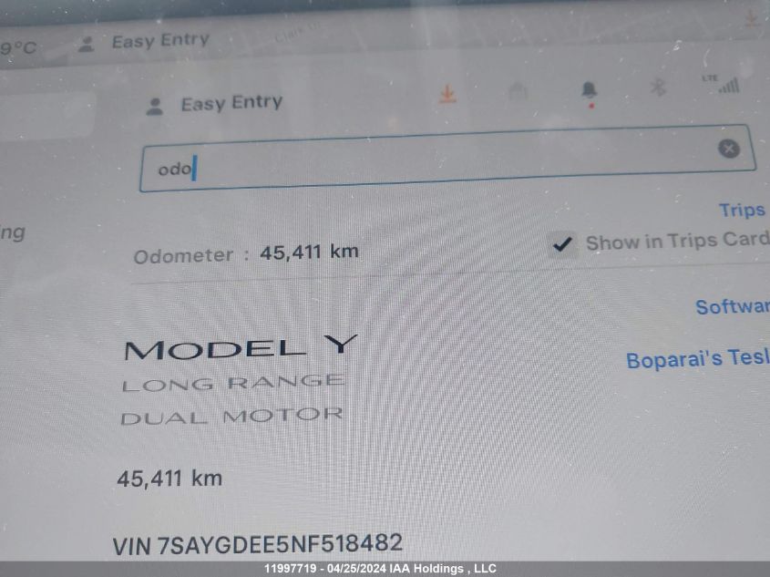 2022 Tesla Model Y VIN: 7SAYGDEE5NF518482 Lot: 11997719