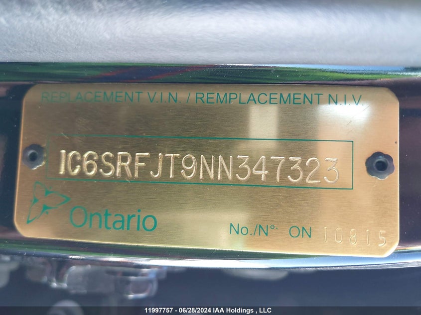 2022 Dodge Ram 1500 VIN: 1C6SRFJT9NN347323 Lot: 11997757