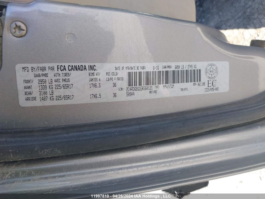 2016 Dodge Grand Caravan Se VIN: 2C4RDGBG3GR360121 Lot: 11997810