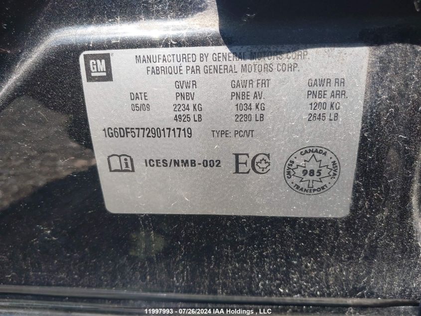 2009 Cadillac Cts VIN: 1G6DF577290171719 Lot: 11997993