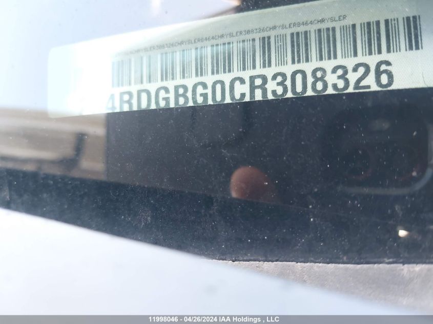 2012 Dodge Grand Caravan Se VIN: 2C4RDGBG0CR308326 Lot: 11998046