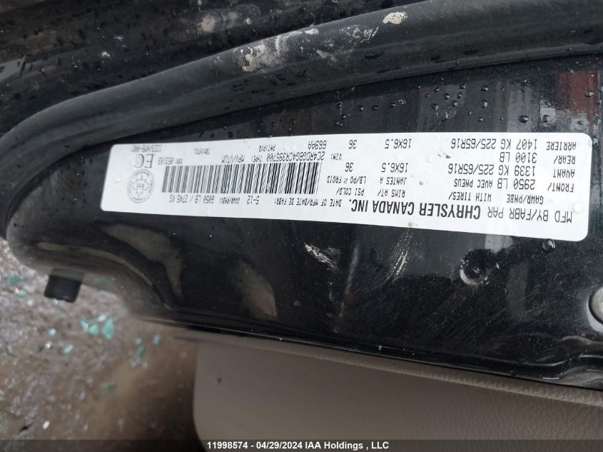 2012 Dodge Grand Caravan Se VIN: 2C4RDGBG4CR395700 Lot: 11998574