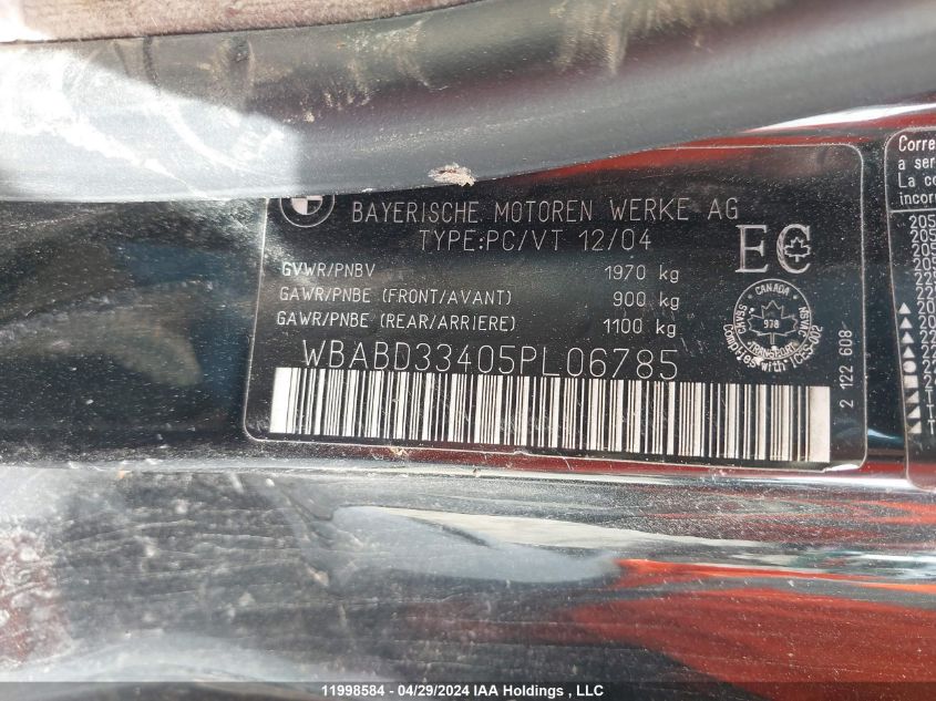 2005 BMW 3 Series 325Ci VIN: WBABD33405PL06785 Lot: 11998584