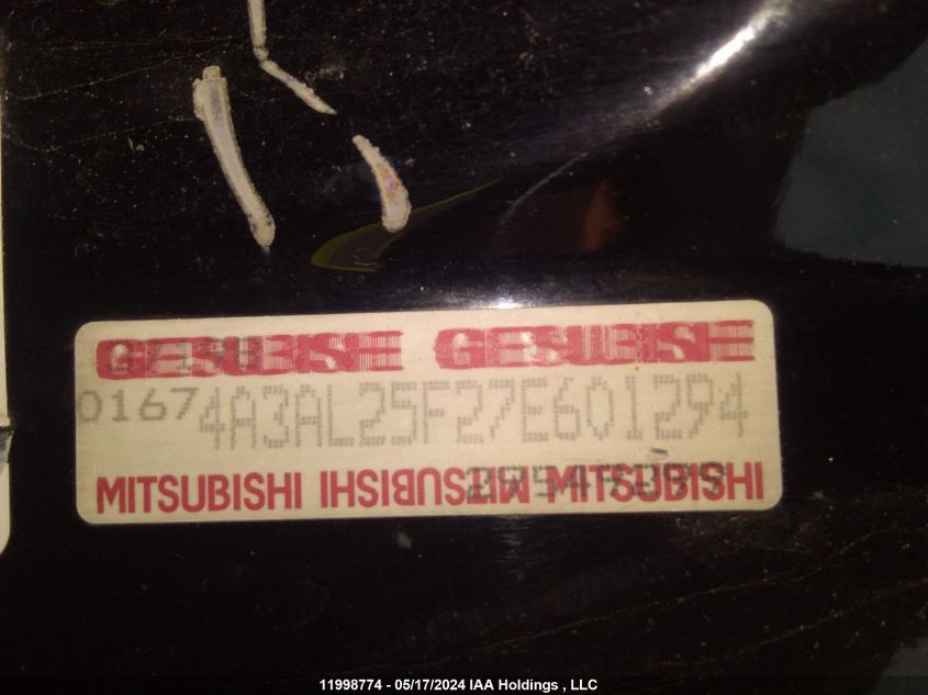 2007 Mitsubishi Eclipse Spyder Gs VIN: 4A3AL25F27E601294 Lot: 11998774