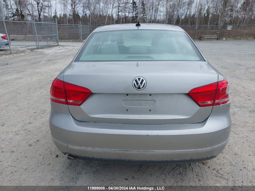 2012 Volkswagen Passat VIN: 1VWCN7A34CC097803 Lot: 11999008