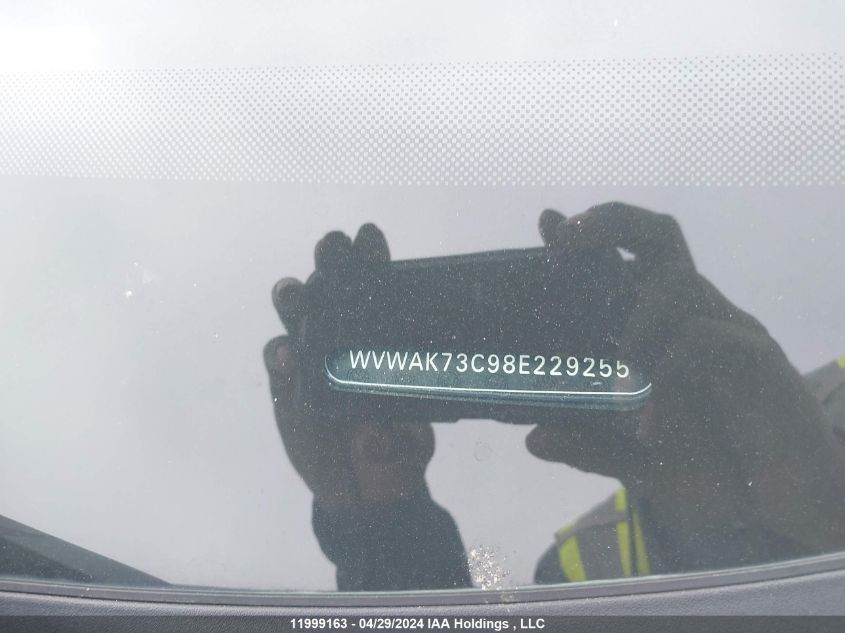 2008 Volkswagen Passat Sedan VIN: WVWAK73C98E229255 Lot: 11999163