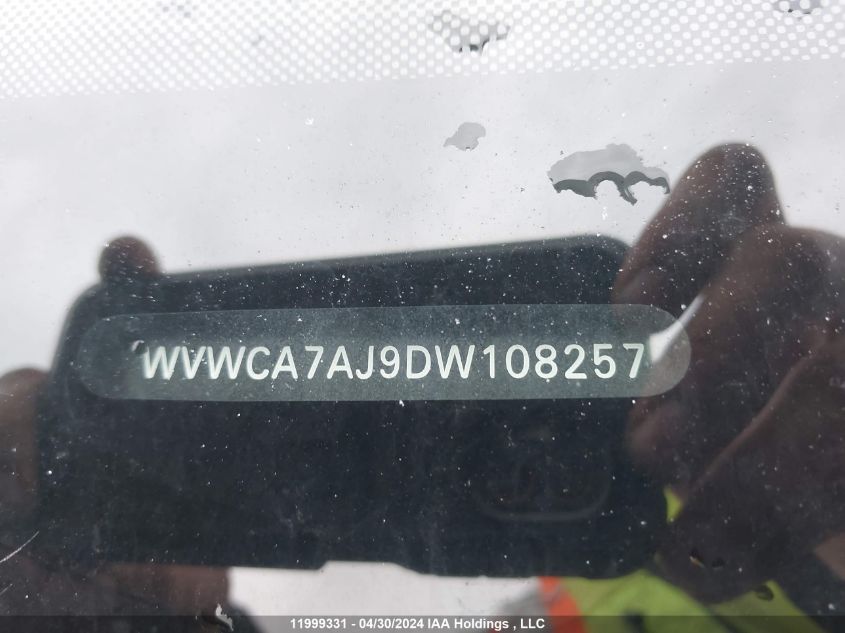 2013 Volkswagen Golf VIN: WVWCA7AJ9DW108257 Lot: 11999331