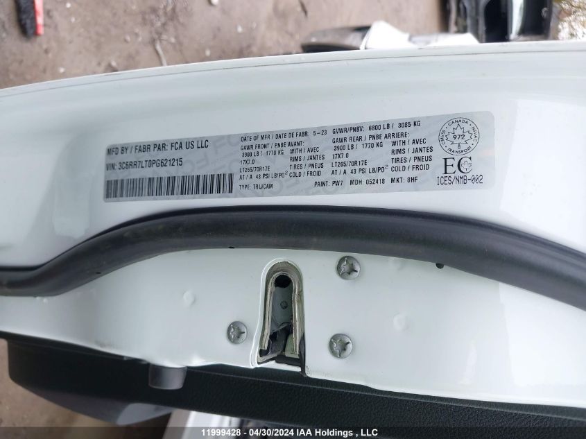 2023 Ram 1500 Classic Slt VIN: 3C6RR7LT0PG621215 Lot: 11999428