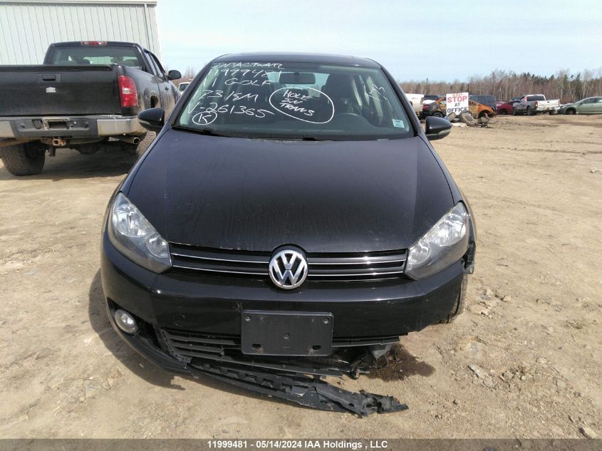 2011 Volkswagen Golf VIN: WVWDA9AJ2BW261365 Lot: 11999481